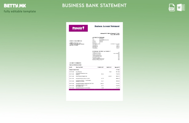 модерен стил САД Флорида PenAir Кредитна унија изјава организација Word и PDF ша